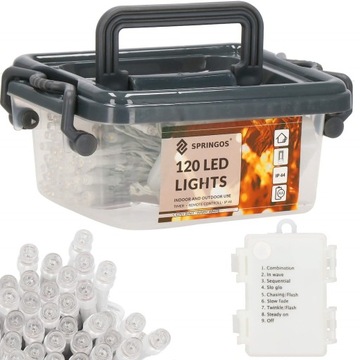 120-светодиодные елочные гирлянды, НАРУЖНЫЕ, ИНТЕРЬЕРНЫЕ, ТЁПЛЫЙ БЕЛЫЙ, ПУЛЬТ ДИСТАНЦИОННОГО УПРАВЛЕНИЯ АККУМУЛЯТОР-АККУМУЛЯТОР