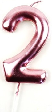 Duża Świeczka na Tort Urodzinowy ROSE GOLD Cyfra 2