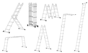 Алюминиевая шарнирная многофункциональная лестница 4x4 HIGHER + платформа