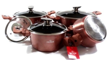 КЕРАМИЧЕСКИЕ ГОРШКИ НАБОР 8 ЭЛЕМЕНТОВ МЕДЬ