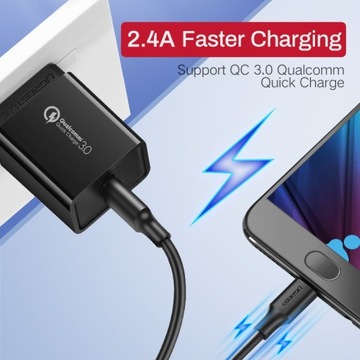 Кабель Ugreen Micro USB — USB Quick QC 3.0 2.4A 1м