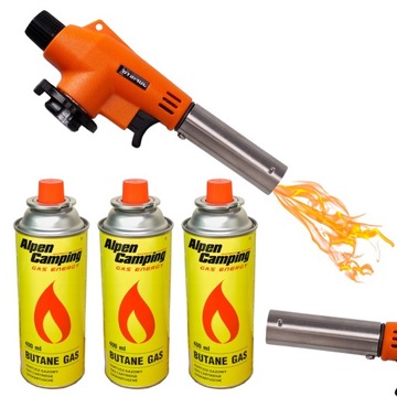 PALNIK GAZOWY PIEZO LUTLAMPA ZAPALNIK OPALARKA ZAPŁON 1300W Waart + 3X GAZ
