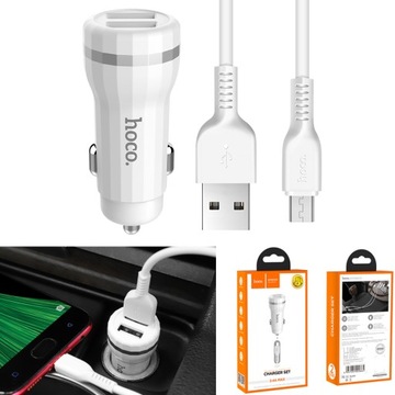 Ładowarka samochodowa HOCO Z27 2xUSB+Kabel Micro