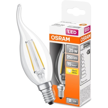 Żarówka LED PŁOMYK E14 2,5W 2700K Filament OSRAM