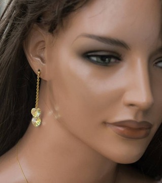 KOMPLET SERCE OPALIZUJĄCE ZŁOTEM SWAROVSKI CRYSTAL