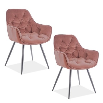Krzesło Cherry Velvet Różowe Welur Pikowane 2 szt Krzesła Pikowane Glamour