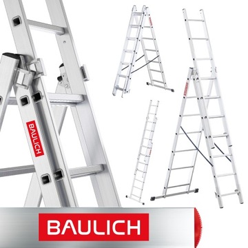 Drabina aluminiowa wielofunkcyjna 3x7 stopni BAULICH produkt POLSKI +GRATIS