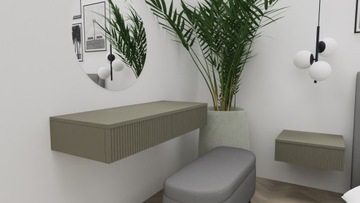 Toaletka wisząca ELEGANCE konsola BIAŁA ryfle 100cm szuflady tip-on biurko