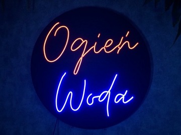 NOGIENWODA NEON LED FLEX NAPIS Ogień Woda 70X70CM