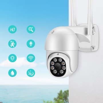 WIFI IP УМНАЯ НАРУЖНАЯ КАМЕРА 1080p ПОВОРОТНАЯ FULL HD 2 Мп ЗУМ 4-кратное ОБНАРУЖЕНИЕ