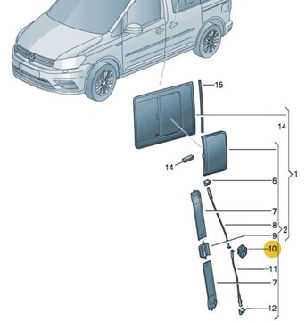 Запирающая пластина для раздвижного окна Caddy Transporter