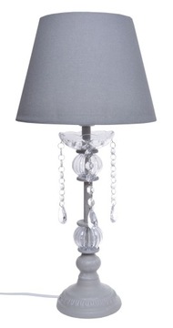 Lampka glamour szara stołowa nocna biurkowa z kryształkami 53 cm