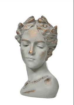 Doniczka głowa.H-26cm.Kolor szaro-złoty