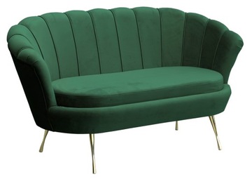 Sofa muszelka dwuosobowa kanapa glamour złote srebrne metalowe nogi