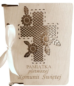 Drewniana kartka KOMUNIA ŚWIĘTA grawer 13x18 K1