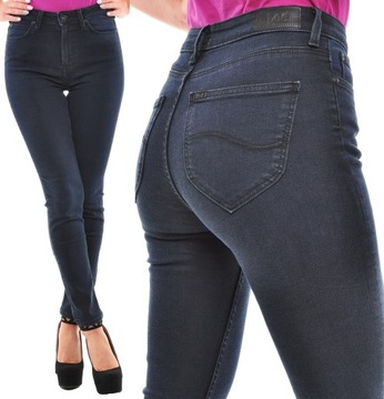 LEE spodnie HIGH WAIST skinny NAVY jeans SKYLER _ W25 L31