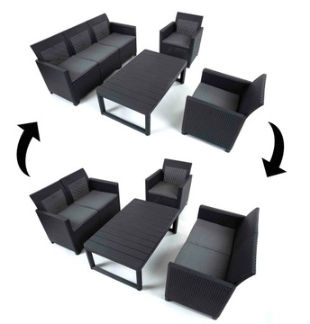 Zestaw mebli ogrodowych MARIE 3-set LYON 2w1 Emma Elodie Sofa 3 osobowa