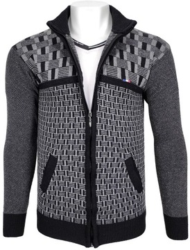 Sweter męski rozpinany we wzory R190 r. M