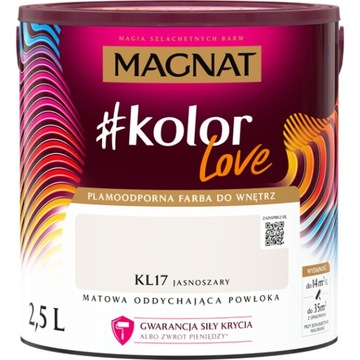 Farba Plamoodporna MAGNAT #kolorLove KL17 jasnoszary 2,5L
