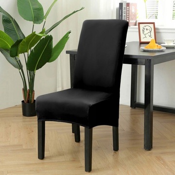 НАБОР ИЗ 4 ШТ. ЧЕХОЛ ДЛЯ СТУЛА XL, ЧЕРНЫЙ, ЭЛАСТИЧНЫЙ, ТОНКИЙ