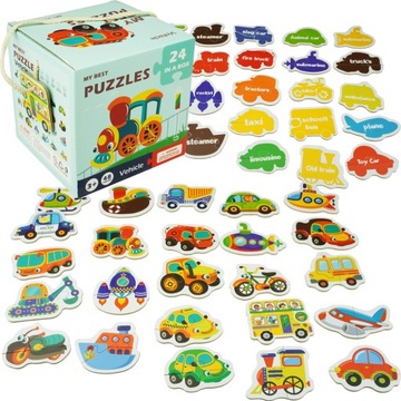 UKŁADANKA PUZZLE PUDEŁKO SAMOCHODY AUTA POJAZDY 24