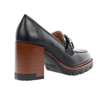 Черные мокасины на деревянном каблуке и платформе, туфли VINCEZA, размер. 38