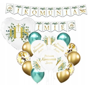 BALONY KOMUNIA dekoracje na KOMUNIĘ z IMIENIEM