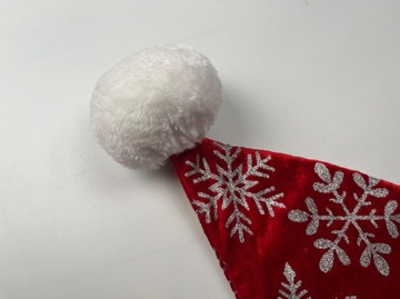 КОМПЛЕКТ Шапка Санты со снежинками + новогодний чулок для подарков
