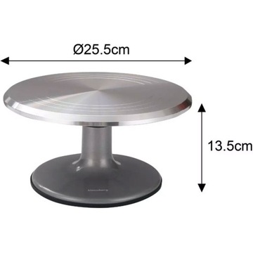 Металлическая вращающаяся тарелка 25,5 СМ ДЛЯ УКРАШЕНИЯ ТОРТОВ И ИЗДЕЛИЙ