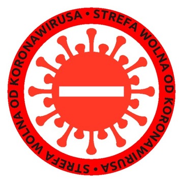 NAKLEJKA NA SZYBĘ 20 cm STREFA WOLNA OD KORONAWIR