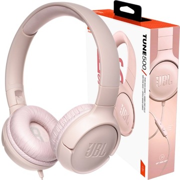 SŁUCHAWKI NAUSZNE JBL TUNE 500 PUREBASS RÓŻOWE SKŁADANE