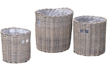 Zestaw 3 doniczek Groother z naturalnego rattanu