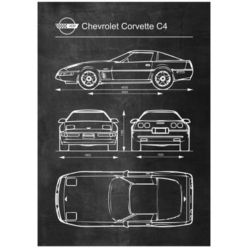 Plakat Chevrolet Corvette C4 Retro Patent Schemat