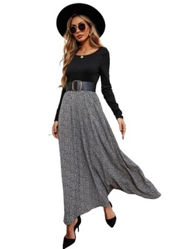 SHEIN SUKIENKA PROSTA WE WZÓR MAXI CASUAL 36 1VBE