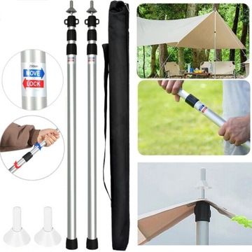 2X RURKA PODPOROWA TELESKOPOWA PRZEDSIONKA MASZT NAMIOTU 90CM-230CM MASZTÓW