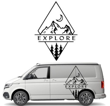 Samolepka Grafika na karavan auto Hory Mountains Las Explore Cestování 90x125