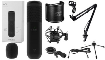 NOVOX NC-1 NC1 BLACK USB-C MIKROFON POJEMNOŚCIOWY + POP FILTR + RAMIĘ +KOSZ