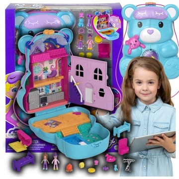 POLLY POCKET ZESTAW LALKI MIŚ TORBKA DLA DZIECI BASEN DOMEK +AKCESORIA HIT
