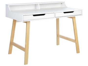 Biurko z szufladami 110x60 białe jasne drewno