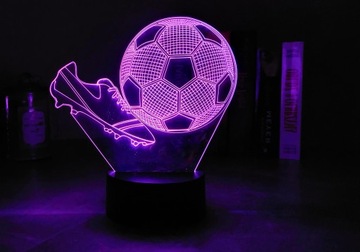 LAMPKA NOCNA PIŁKA NOŻNA 3D LED KOLORY RGB + PILOT