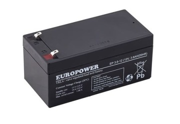 Akumulator ołowiowo-kwasowy szczelny EP 3,6-12 12V 3,6Ah AGM VRLA EUROPOWER