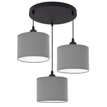 LAMPA WISZĄCA OKRĄGŁA MINI ABAŻUR : SZARY TKANINA LED