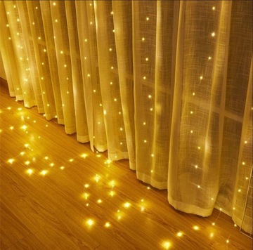 kurtyna świetlna LED 3x3m lampki NA BATERIE (regulowana wysokość)