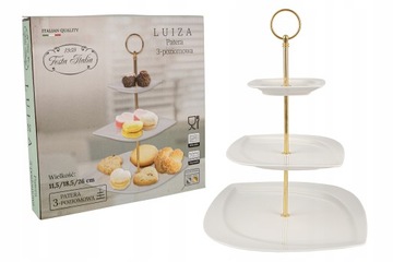 PORCELANOWA PATERA 3-POZIOMOWA BIAŁA Luiza 26 cm