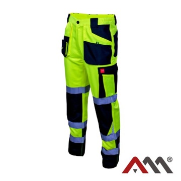ВНИМАНИЕ Рабочие брюки мужские светоотражающие, охрана труда, тройные швы, неоновые, размер 52