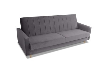 Popielata Sofa Wersalka Łóżko SONIA z funkcją spania + pojemnik 214x86x90cm
