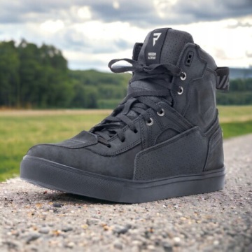 Короткие кожаные мотоциклетные туфли Rebelhorn Vandal Black/Black Sole 48