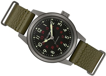 ZEGAREK MĘSKI BULOVA 98A255 VINTAGE MILITARY HACK AUTOMAT + BOX