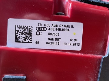 AUDI A7 4G SVĚTLO LEVÝ ZADNÍ 4G8945093A USA