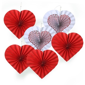 6шт День святого Валентина Бумажные сердца Вентиляторы Реквизит Сердца Партийные украшения